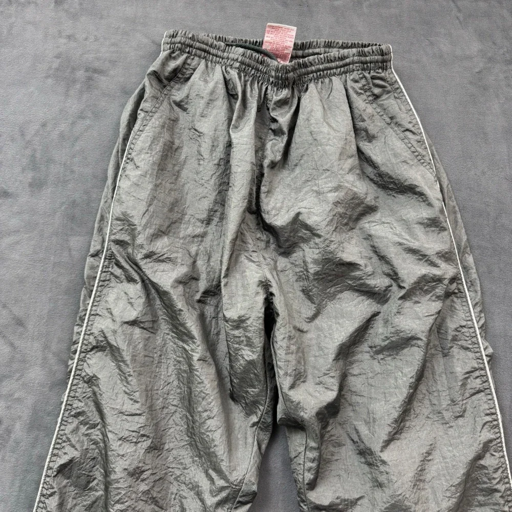 Vintage Grey Crinkle Nylon Track Pants Ankle Zip Joggers Small RN 94997